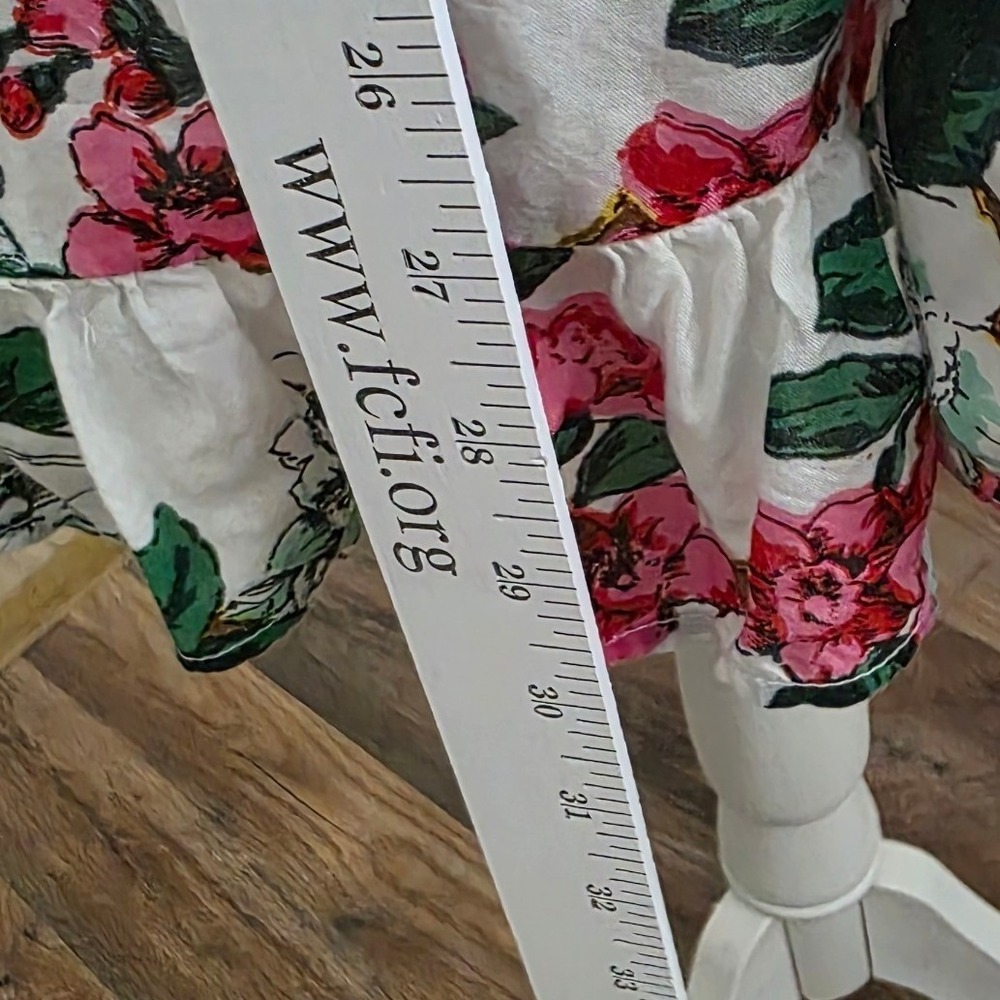 Anthropologie Dress Women L Floral Bird Print Slip Dress White Pink Green Whimsy - Picture 5 of 10